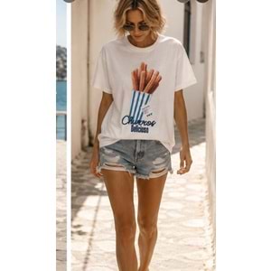 Food Art Churos Nakış İşleme Detqaylı Premium T-Shirt
